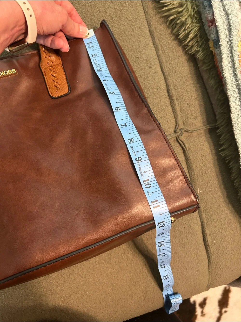 Michael Kors Brown Leather Tote with Tan Braided Handles